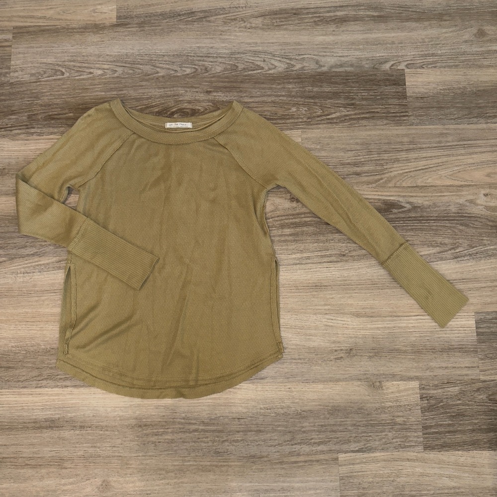 Free People We The Free Snowy Thermal Tunic Top Long Sleeve Ribbed S‎ Green